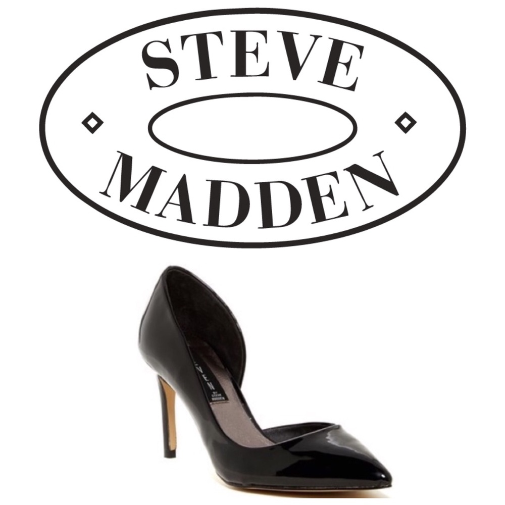 Steven by Steve Madden Black Patent Pointed-Toe Stiletto Heels